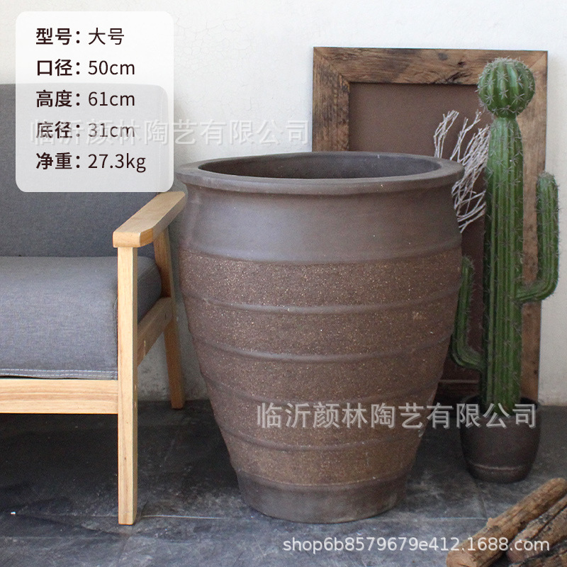 Lodo de arena púrpura con maceta alta de cerámica maceta profunda de flores maceta de cerámica gruesa paisajística de tornillo maceta de decoración de balcón de plantación verde maceta combinada