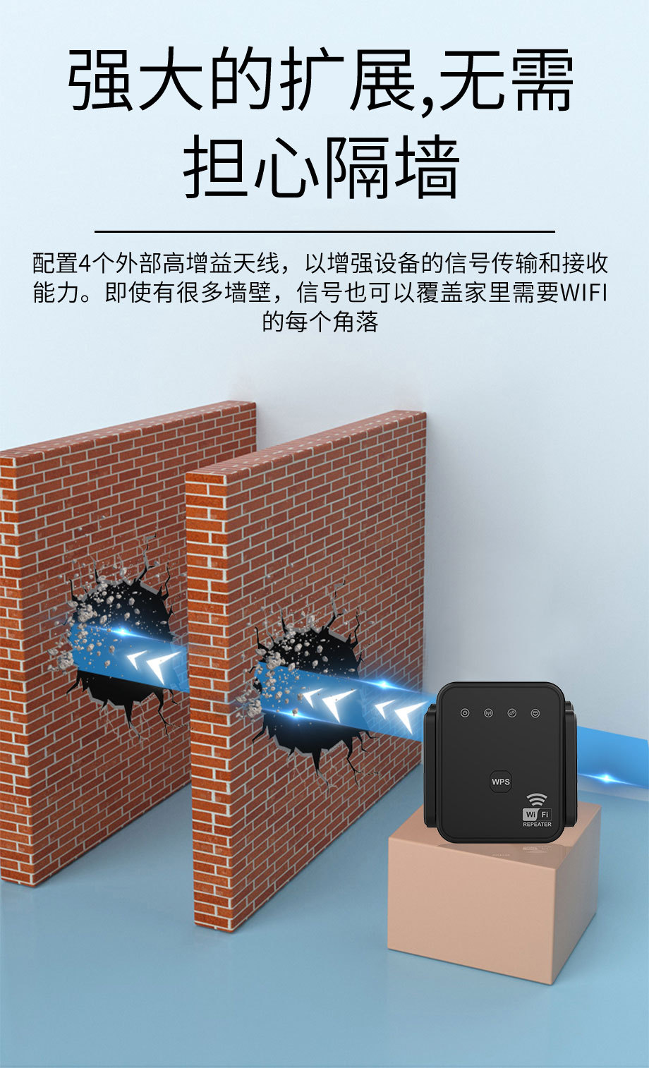 1200Mbps WiFi Signal Extender Six Antennas Home Network Booster Super Strong Wall Penetration Whole House Coverage In Stock
