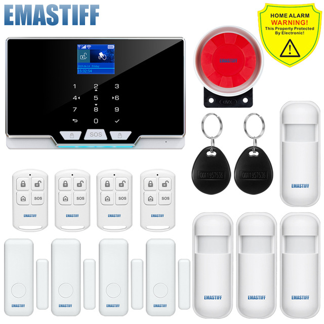 跨境电商TUYA APP Wifi涂鸦智能家用防盗报警器GSM触摸按键RFID