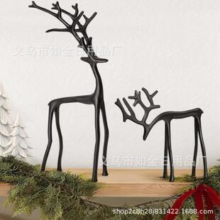 Set of 2 Black Reindeer Statues�Ͻ��}�QС�����ɫ�Z¹����