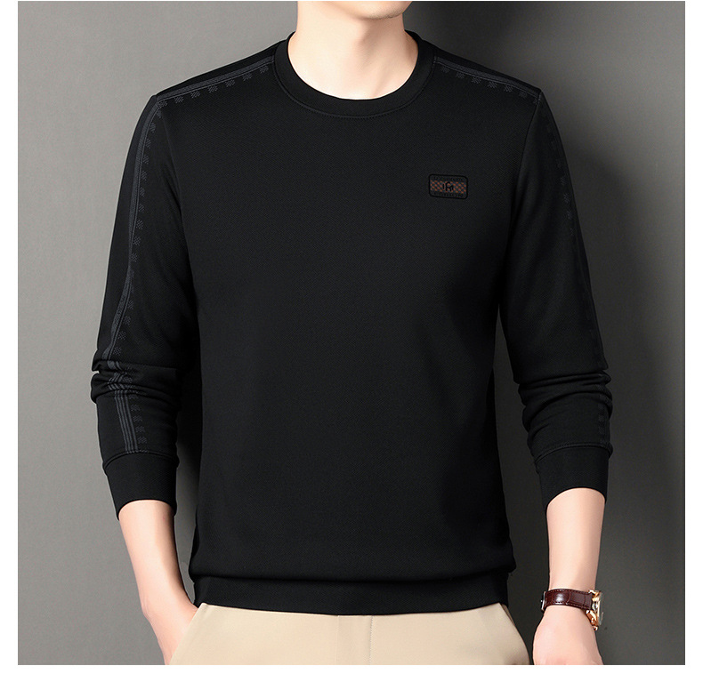 New Plush and Thick Long Sleeved T-shirt for Men with Round Neck Base, Trendy and Versatile Top_voghion.com