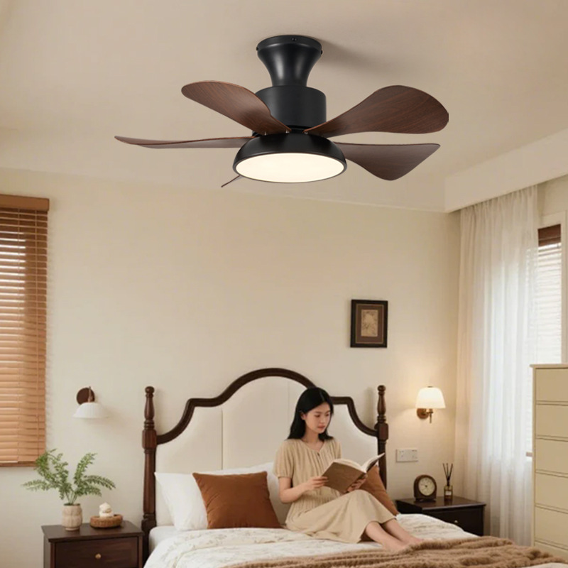 Retro Dining Room Bedroom Fan Lamp Ceiling Fan Lamp Bedroom Room Industrial Small Size Household Mid-Century Style Small Electric Fan