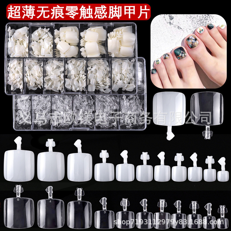 550 pieces of transparent, seamless, natural-colored artificial toenails, short toenail patches 550 pieces of transparent, seamless, natural-colored artificial toenails, short toenail patches