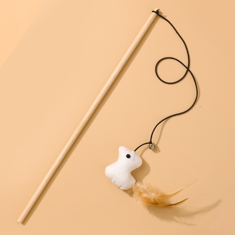 Juego de Varitas de Plumas para Gatos de Cuerda de Cáñamo Con Plumas y Cascabel para Gatos