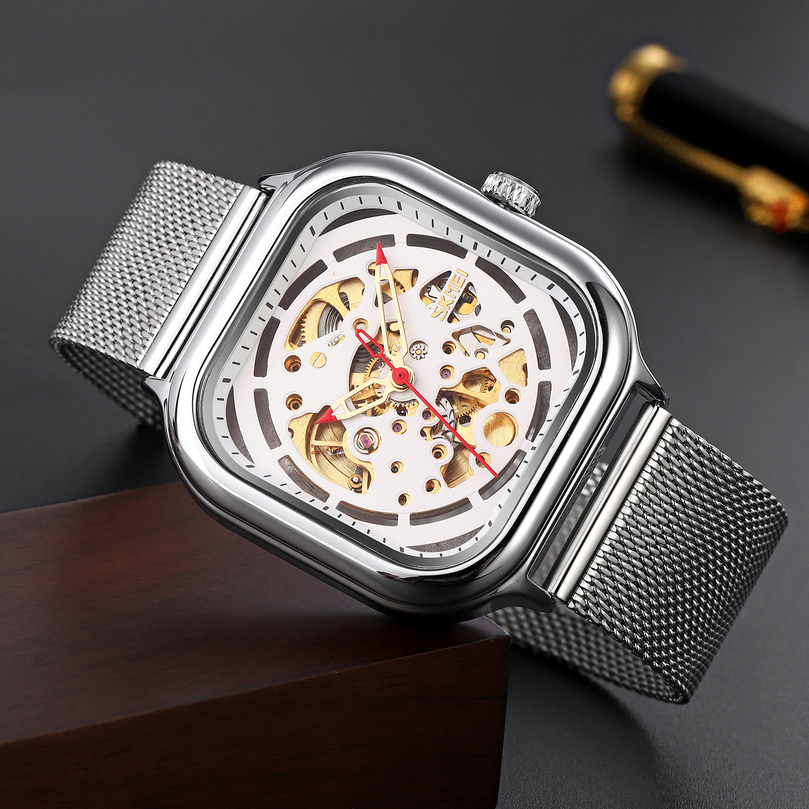 Momento Meilan acero reloj mecánico hueco 30 metros impermeable relojes de pulsera de hombre ocio comercio exterior lote mezcla lote personalizado