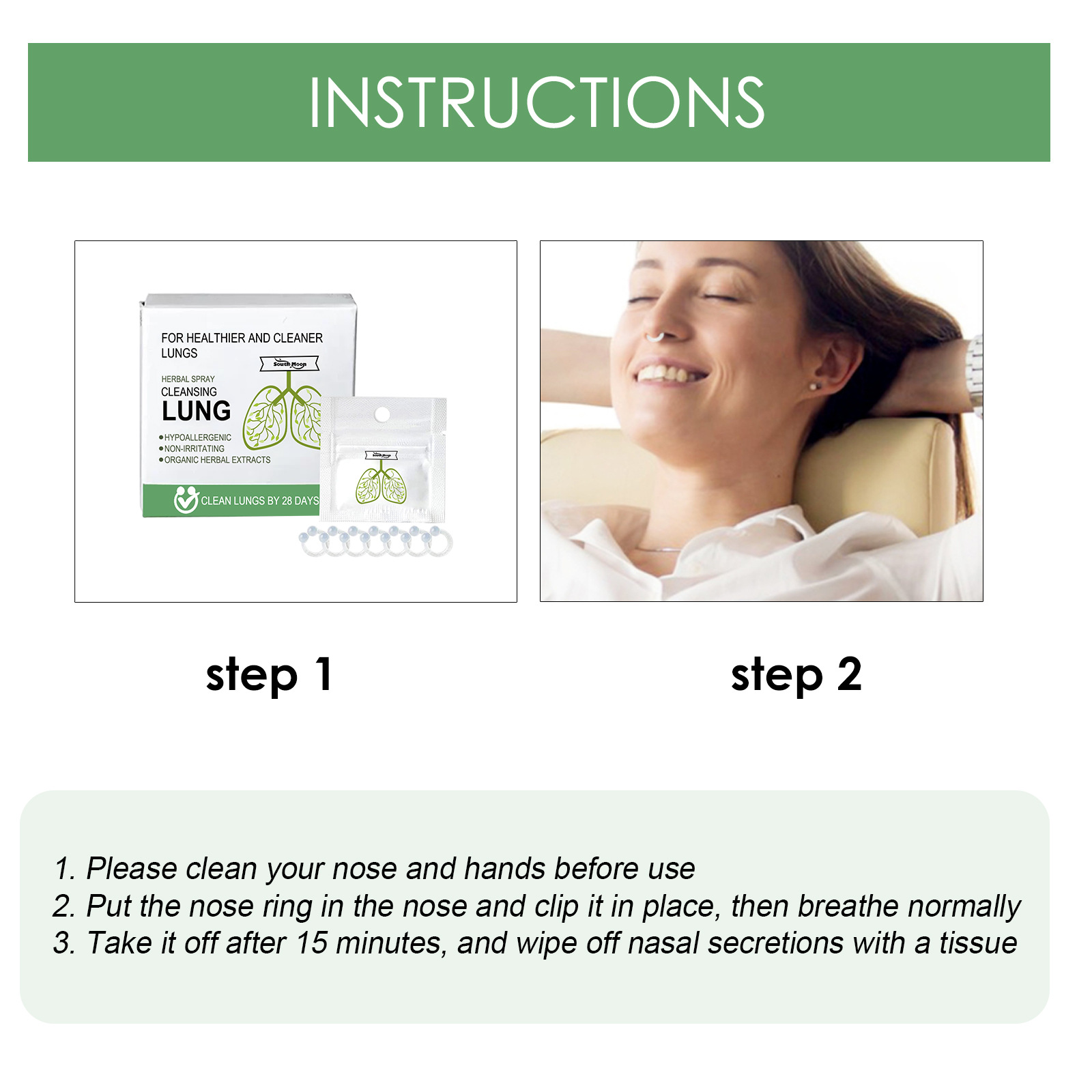 South Moon Anello per il naso a base di erbe per la riparazione del naso Schiarimento del naso Riparazione lenitiva Fastidio al naso Pulizia nasale Cura del corpo_voghion.com
