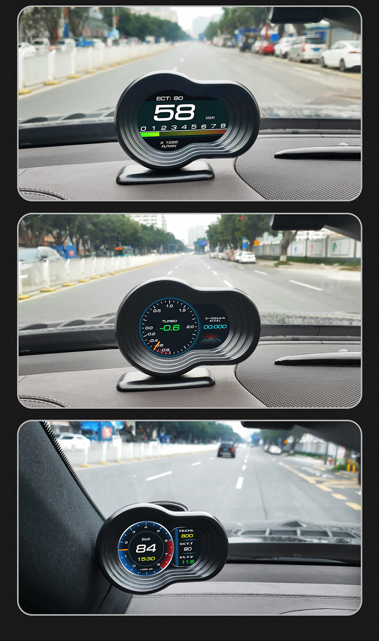 Car Display Screen Car Modification Obd Lcd Multi-Function Instrument Portable High-Definition Hud Head-Up Display