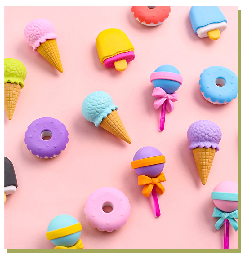 Rubber Material Creative Simulation Student Cute Dessert Shape Ice Cream Box Eraser