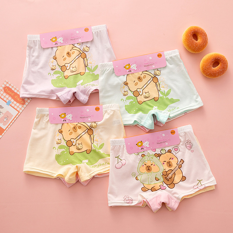 [6 Pieces] Girls' Underwear Modal Boxer Kidsren's Boxer Briefs Summer Style Girls' Ice Silk Style Kidsren's Shorts for Women