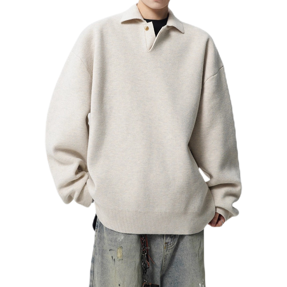 Explosiones transfronterizas de tamaño grande europeo polo camiseta con solapa camiseta de punto suéter hombre viejo estilo de dinero fábrica de negocios británico al por mayor