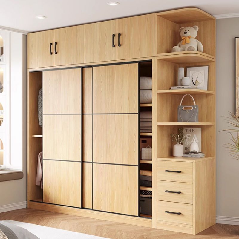 Solid Wood Wardrobe for Home Bedroom Small Apartment Sliding Door Storage Cabinet Rental Room Large Wardrobe Aliexpress Wardrobe