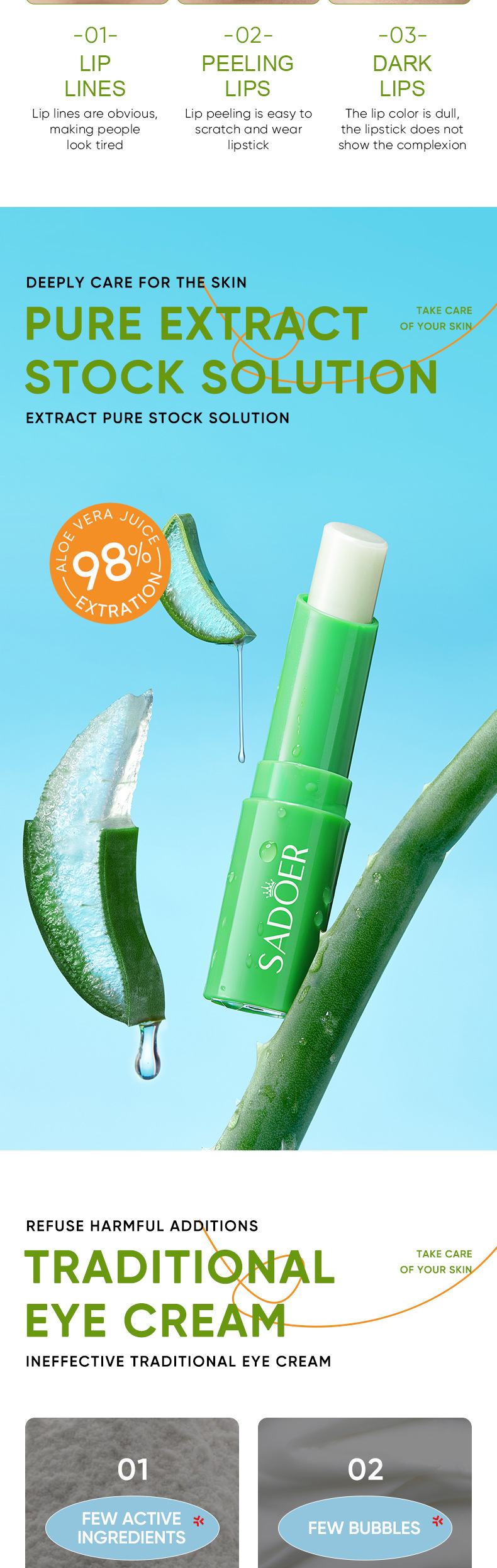 SADOER All Aloe lipstick Nourishing, Refreshing, Moisturizing and Repairing_voghion.com