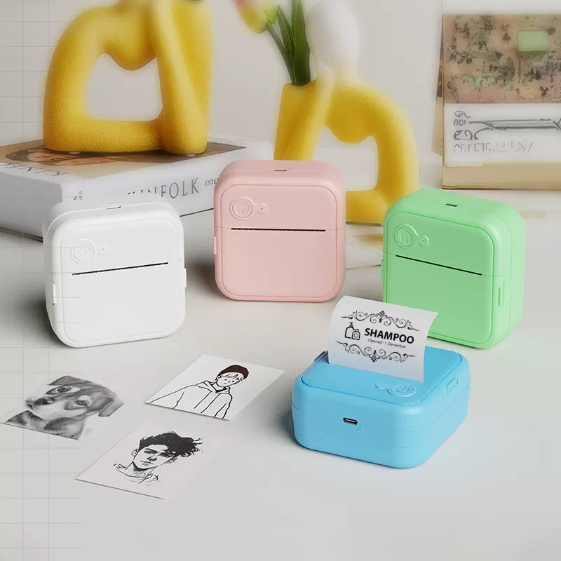 热卖款迷你标签打印机小型家用无墨打印工厂定制LOGO条码条码机