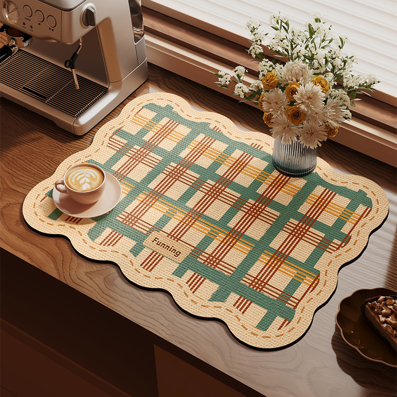 Cocina retro cojín de drenaje cojín antideslizante mesa de comedor cojín de aislamiento térmico resistente al desgaste cojín de barro de diatomas de absorción de agua de secado rápido