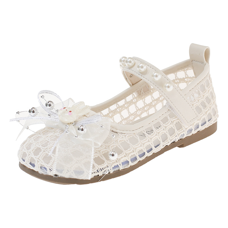 Niñas sandalias de arco de perla 2026 verano nuevo niño bolso de dibujos animados hueco princesa sandalias zapatos de playa
