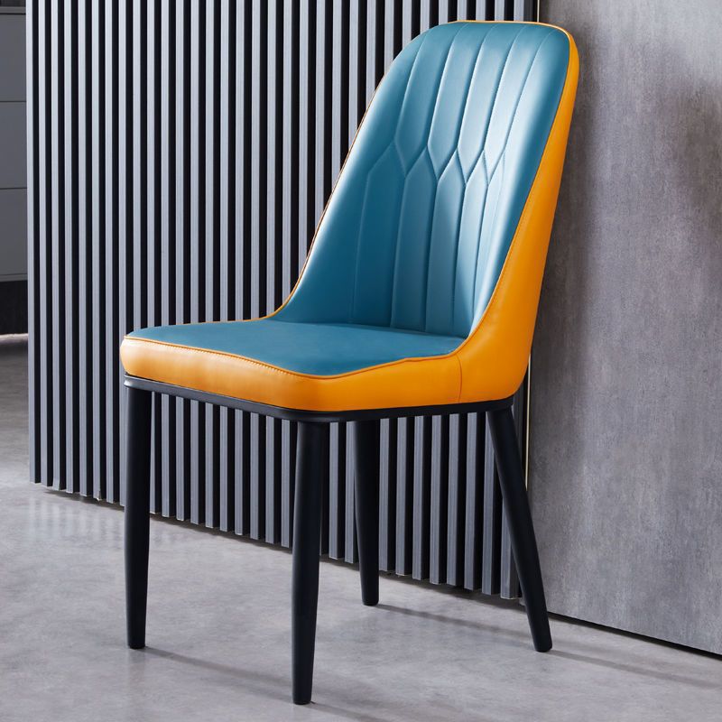 다크 블루 오렌지 강화 긁힘 방지 가죽 + 블랙 다리