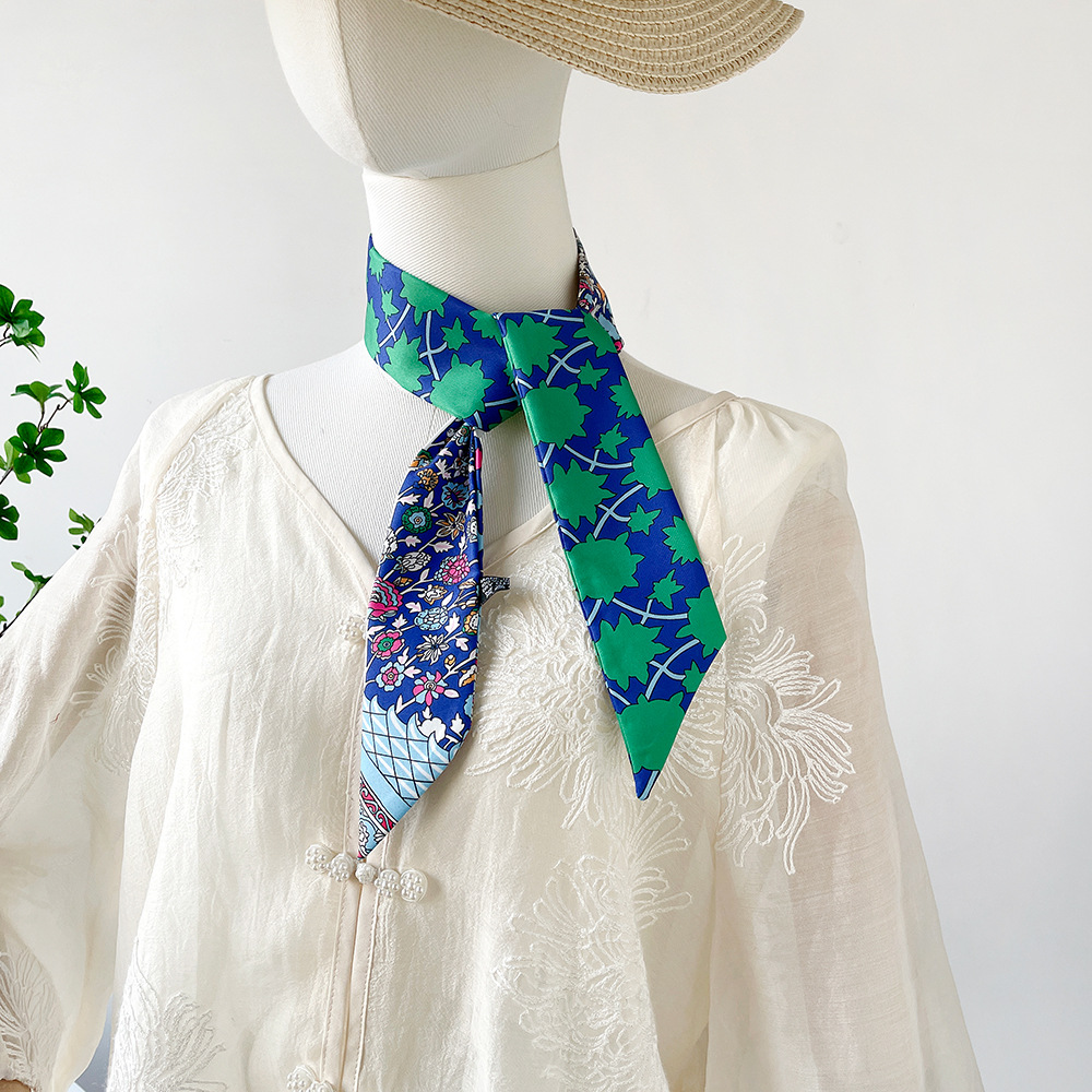 Women's Elegant Retro Printing Bag Satin Silk Scarf display picture 19