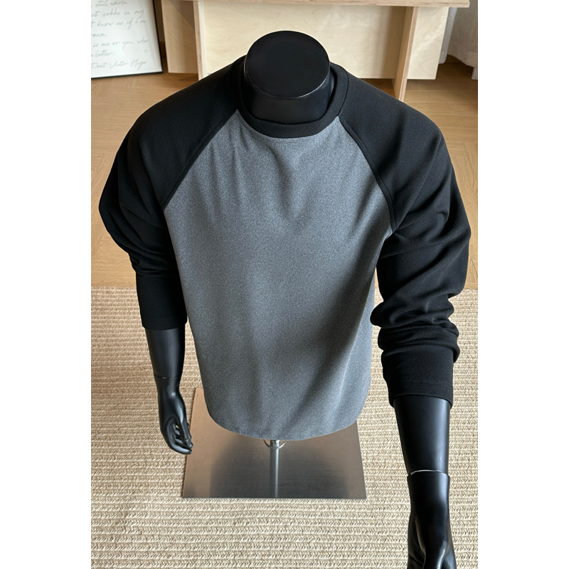 Dark Gray Heavy-duty Thermal Base Shirt For Men, Winter Cleanfit Warm Inner Layer, American-style Round-neck Long-sleeve_voghion.com