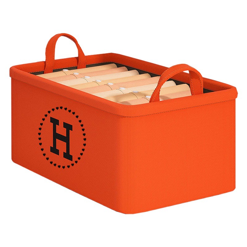 Hermashi Naranja cesta de almacenamiento de algodón y lino EVA engrosada plegable armario cesta de almacenamiento de ropa calcetines caja de almacenamiento de artículos diversos