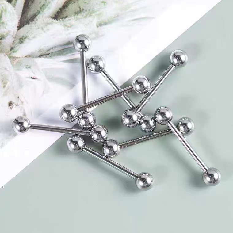 Piercing barbell de acero inoxidable para lengua y labio_voghion.com