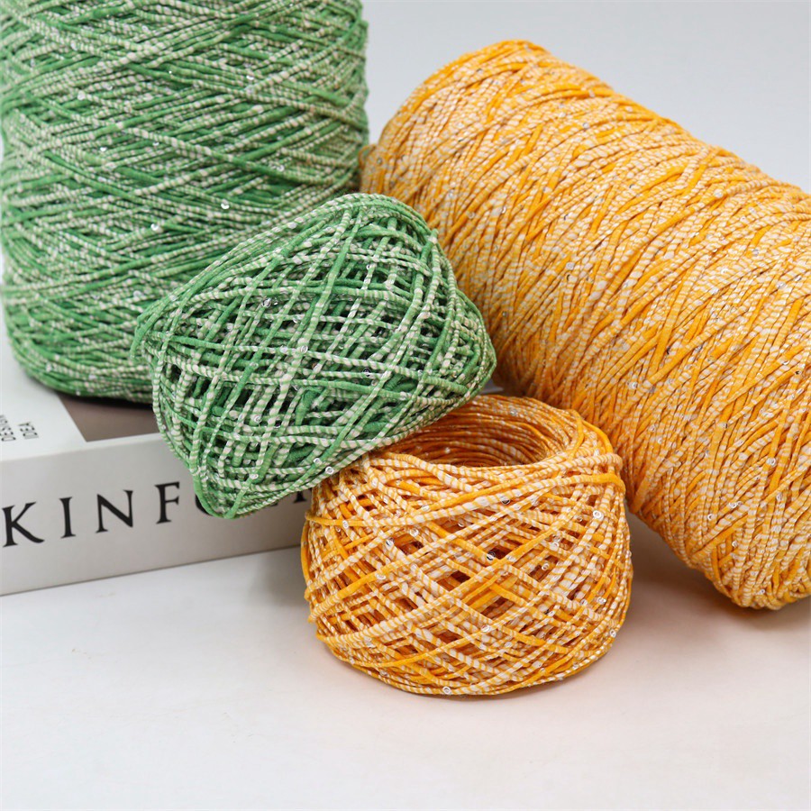 2支珠片包缠纱 幻彩包缠纱 59棉30涤纶11尼龙 棉尼包缠纱 棉包缠