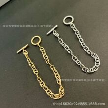 高版跨境猪鼻子OT扣光面男女ins个性欧美简约时尚百搭毛手链