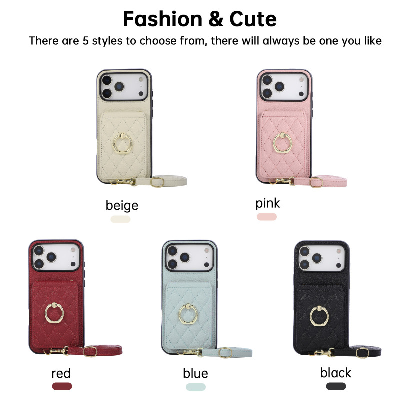 Flip-Up and Flip-Down Small Chanel-Style Ring Buckle Crossbody Case Suitable for Apple 17 Pro Max Phone Case with Card Holder and Stand, 16 Protective Cover Flip-Up and Flip-Down Small Chanel-Style Ring Buckle Crossbody Case Suitable for Apple 17 Pro Max Phone Case with Card Holder and Stand, 16 Protective Cover