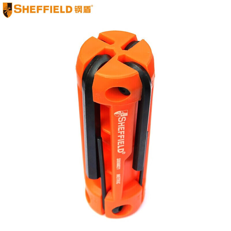 钢盾S050021 8件套折叠式公制内六角扳手 平头花型螺丝刀功能组套