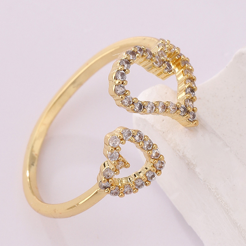 20g Weight Zircon Inlay Material Open Rings Classification 1 Piece Quantity Holiday, Banquet Occasion Copper Material Heart Shape, Crown, Flower Pattern Unisex Gender Inlay Design Lady Style Wholesale Jewelry Lady Heart Shape Crown Flower Copper Zircon Inlay Open Rings 26