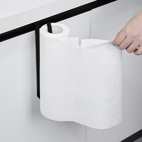 Kitchen roll paper rack cabinet paper towel rack punch-free towel hanging storage rack iron cling film storage rack wall-mounted
