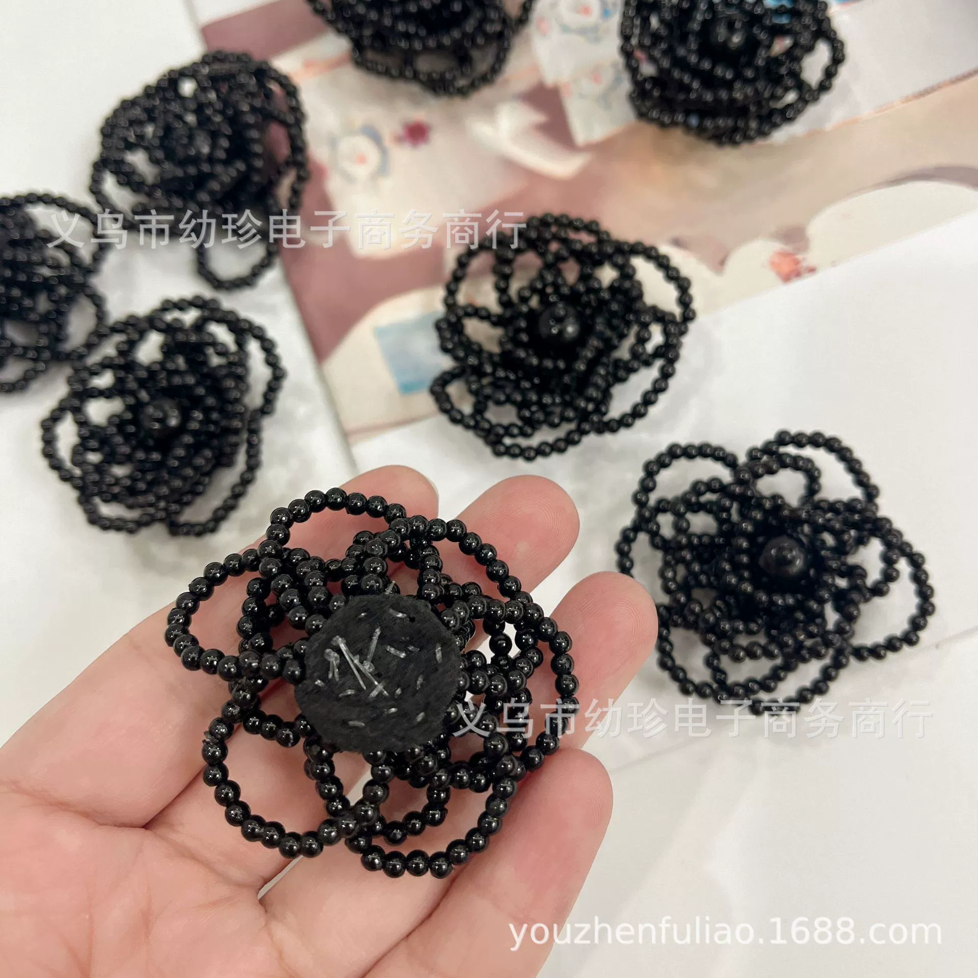 Милый чёрный аксессуар с жемчугом ручной работы, плетёная заколка для волос, серьги, материал, японский и корейский стиль, вязать самому