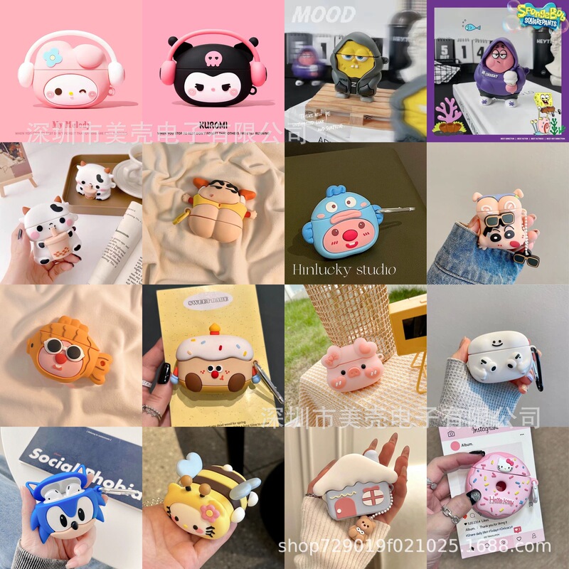 Cartoon Apple Wireless Bluetooth Headphone Case for airpods Pro2 Silicone 5 Generation Headphone Case Cute 3 Generation Case