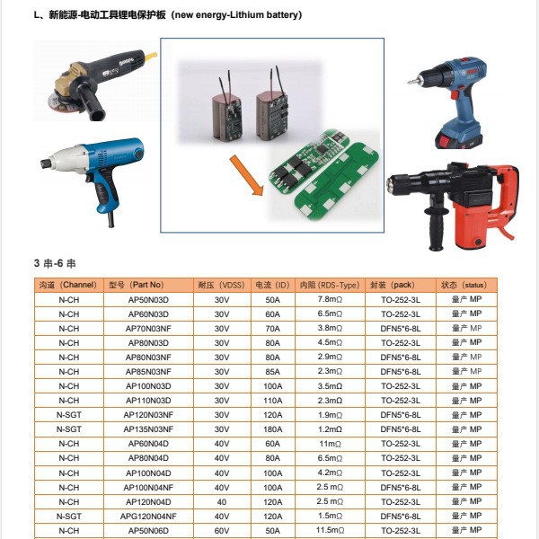 电动工具保护板AP150N03NF无刷电动工具控制板AP150N03D 30V 150A