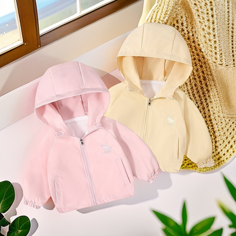 Chaqueta Infantil de Primavera con Bordado de Conejo 867 para Niños y Niñas, Cortavientos de Color Sólido a la Moda para Primavera y Otoño image 2