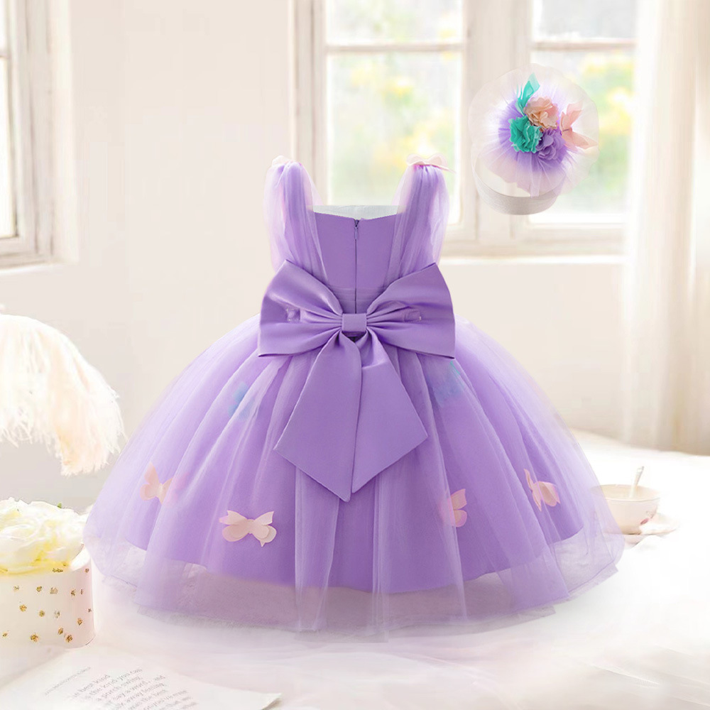 Vestido infantil nuevo vestido de princesa sin mangas, mariposa tridimensional, vestido de desfile de cumpleaños de niñas image 4