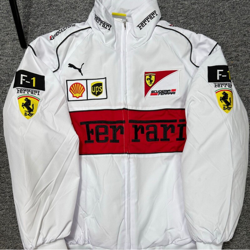 Full payment F1 embroidered racing jacket, new white model, in stock, cross-border, unisex, windproof and waterproof cycling motorcycle jacket Full payment F1 embroidered racing jacket, new white model, in stock, cross-border, unisex, windproof and waterproof cycling motorcycle jacket