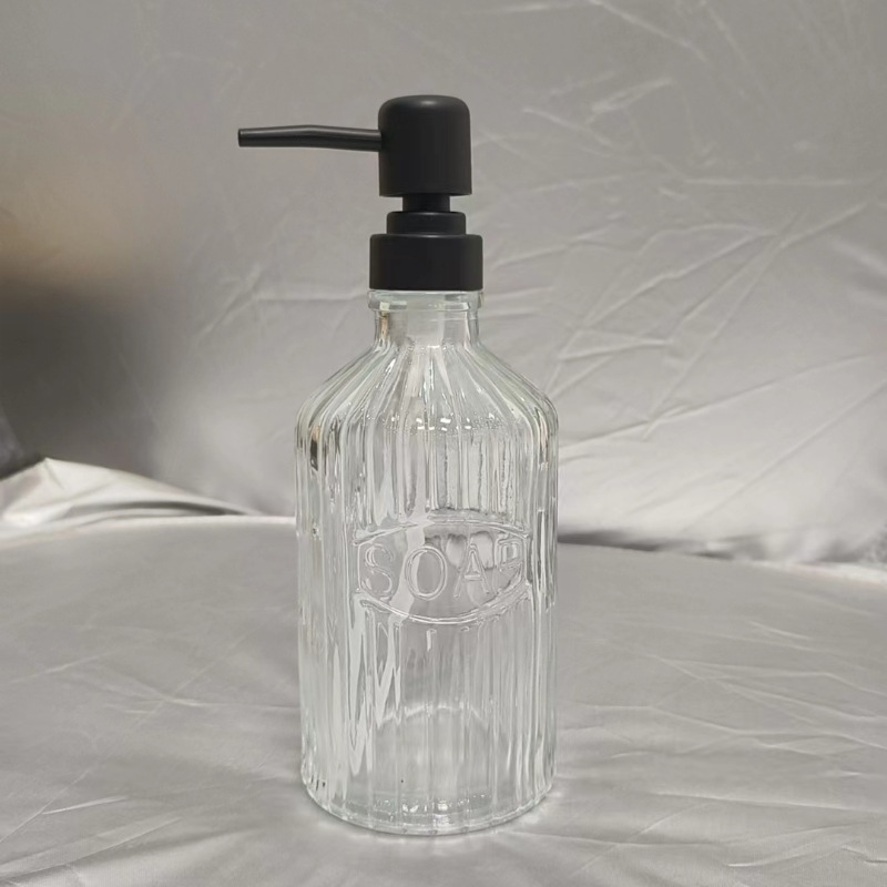 El fabricante suministra 420ml de desinfectante de manos, botella de vidrio transparente de color de patrón vertical cuadrado, botella de desinfectante de manos, vidrio