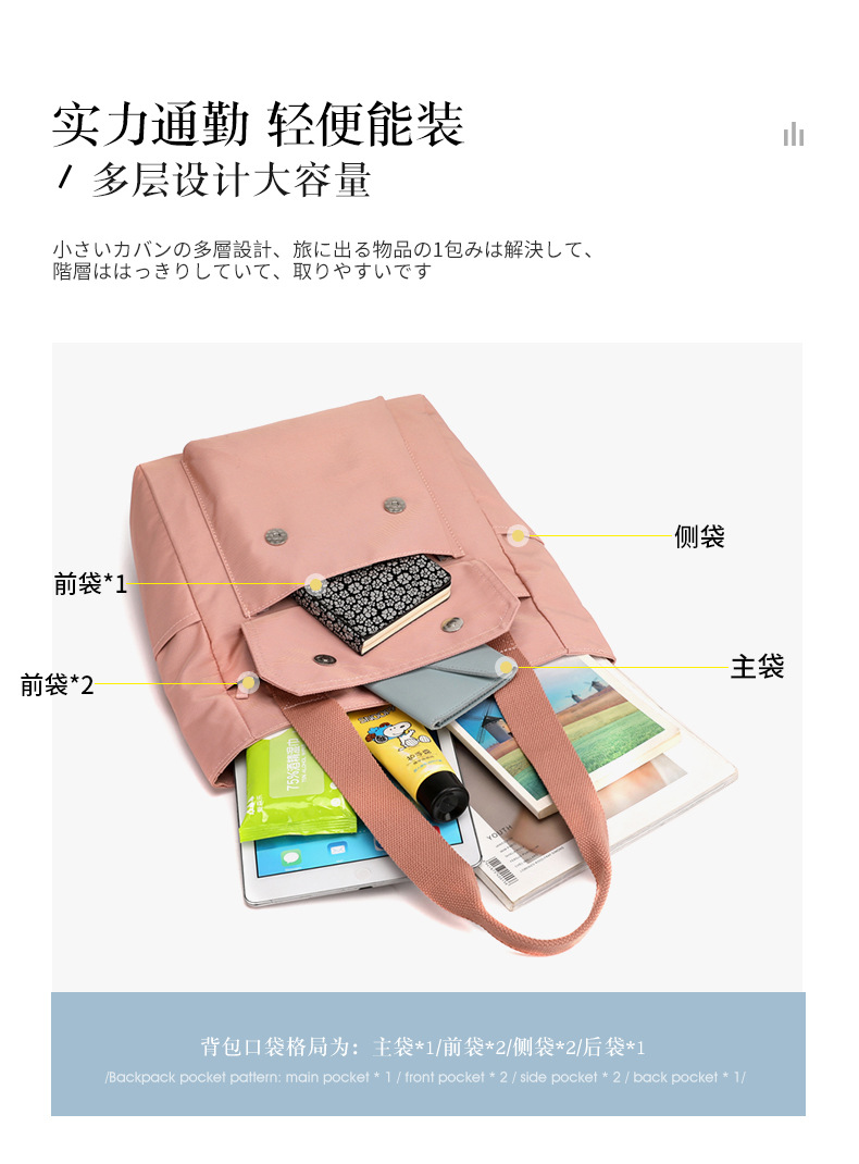 Custom-made tote bags for women, large-capacity fashionable and trendy handbags, printed LOGO nylon water-resistant single-shoulder bags undefined