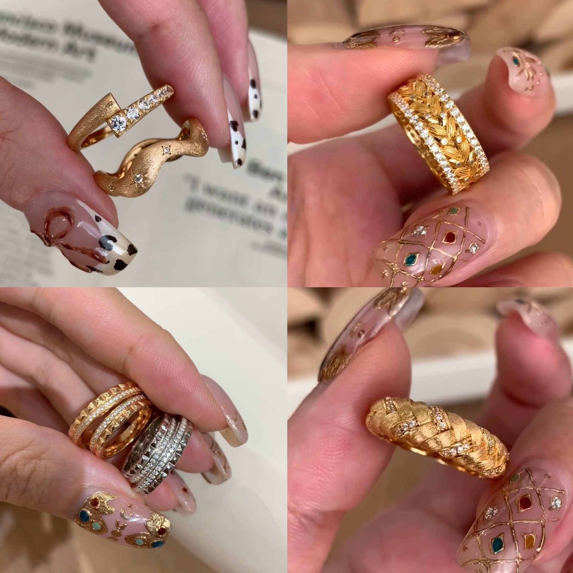 Anillo de apertura de espiga de circonio de vintage medieval anillo de todo fósforo de nicho femenino joyería de alta gama de lujo ligero retro