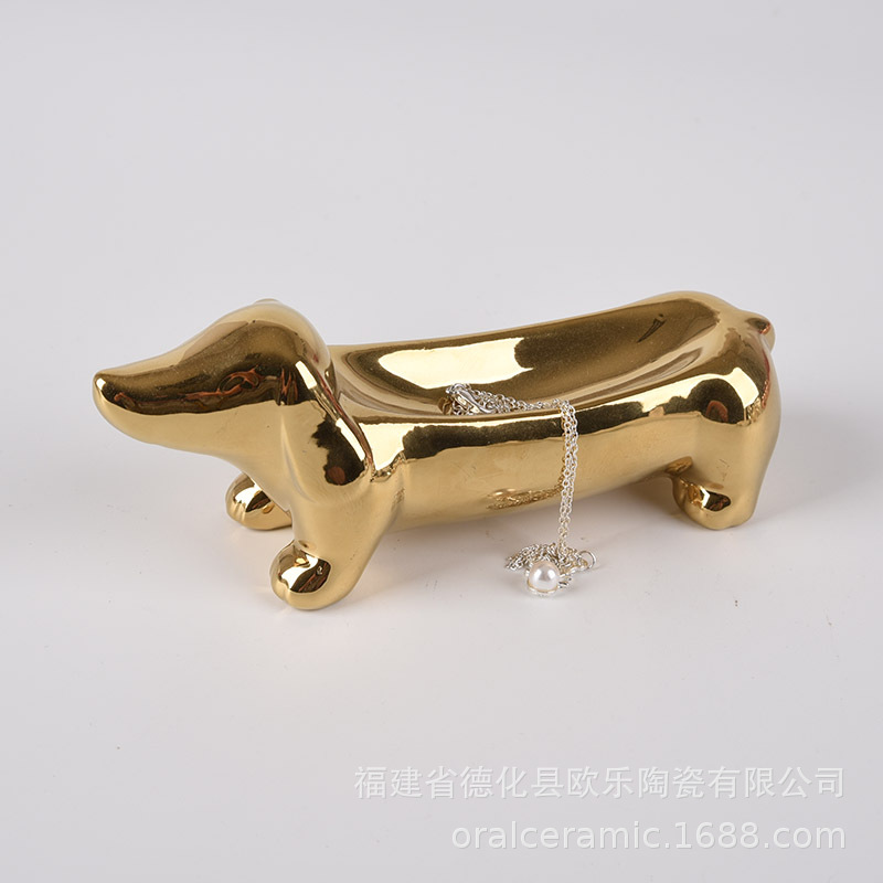 Ceramic Cute Dog Jewelry Pendulum Dresser Storage Plate Bathroom Ornaments Ring Tray Nordic Jewelry Strip Ornaments