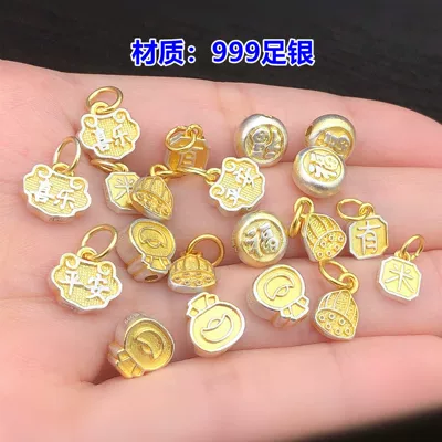 Zərgərlik ara hissələri – s999 pure silver gold-painted "Fu" character