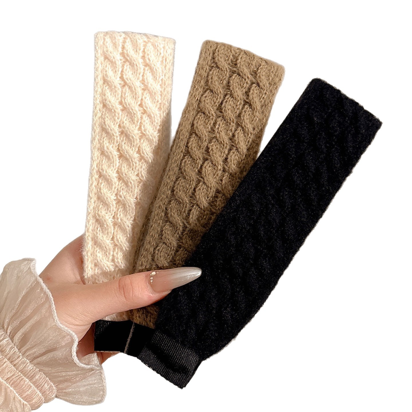 Retro bordado de punto velcro cinta de cabello 2025 nuevo niño acabado de cabello artefacto dulce pegatinas de frange al por mayor