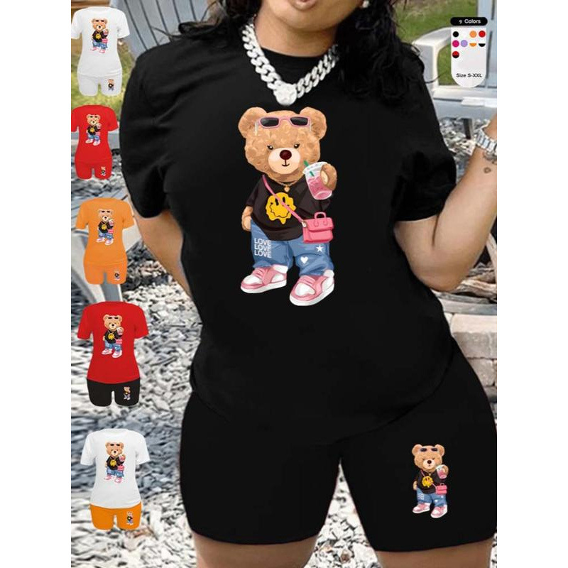 E 77082 Cool Print T-Shirt Cool Bear Print Short-Sleeved T-Shirt Cross-Border Foreign Trade E 77082 Cool Print T-Shirt Cool Bear Print Short-Sleeved T-Shirt Cross-Border Foreign Trade