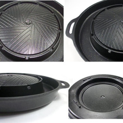 Non-stick aluminum alloy round integrated grilling and hot pot plate Korean Casserole Stove BBQ Plate Leaky Griddle Restaurant Use