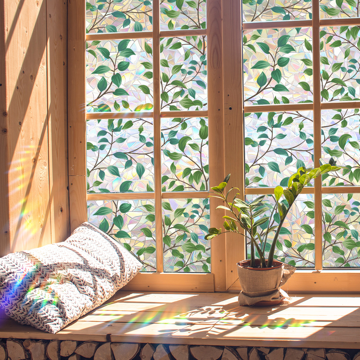 140g Weight Glass paster Home Textiles & Decor Type PVC Material Leaf Pattern Casual, Pastoral Style Casual Pastoral Leaf PVC Glass Paster Wall Art 207