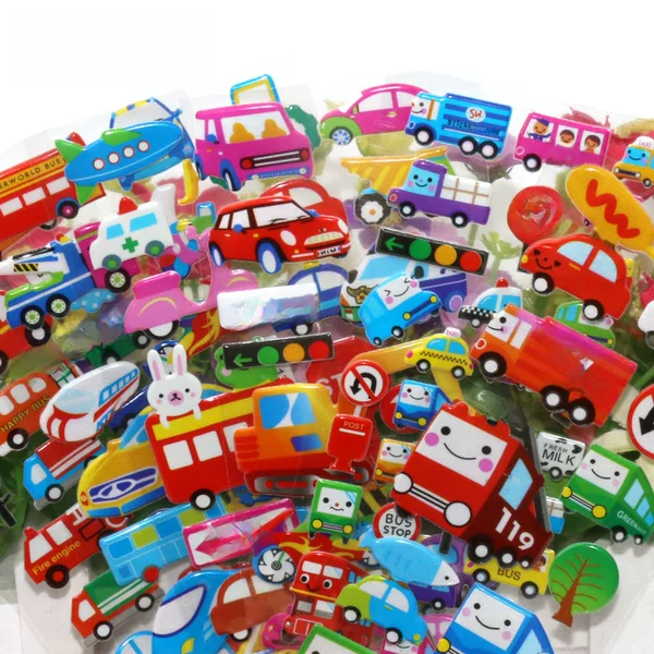 Factory direct early education cartoon stickers transportation tools educational children cartoon stickers JC bubble stickers reward stickers