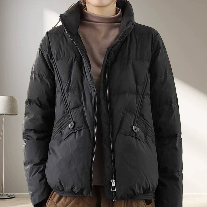 Короткий пуховик для женщин, элитный стиль, новинка зимней женской одежды 2024 года, корейский стиль, большие размеры, утиный пух, Пинху.