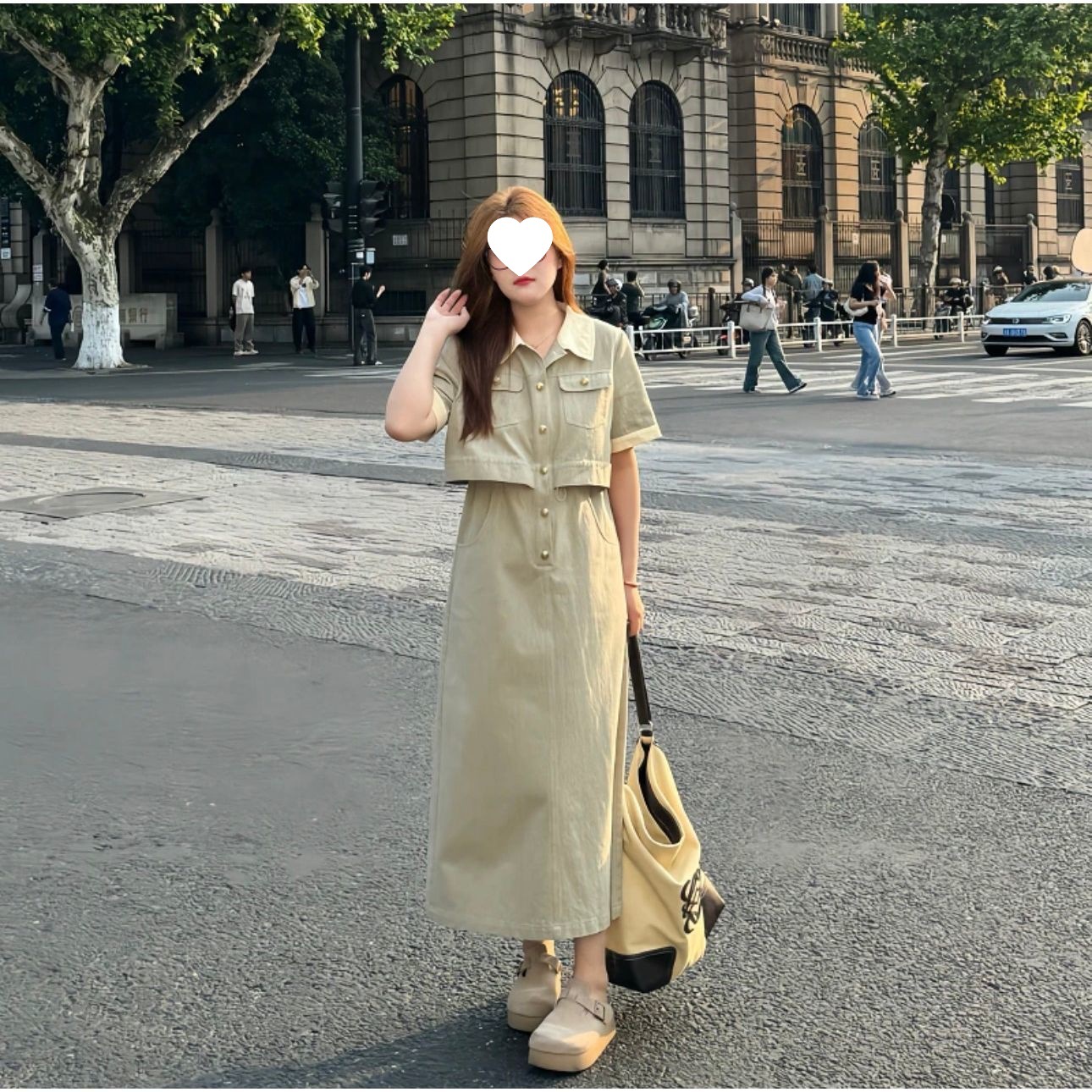 南岛风微胖大码假两件宽松气质显瘦胖女裙子套装裙两件套夏季