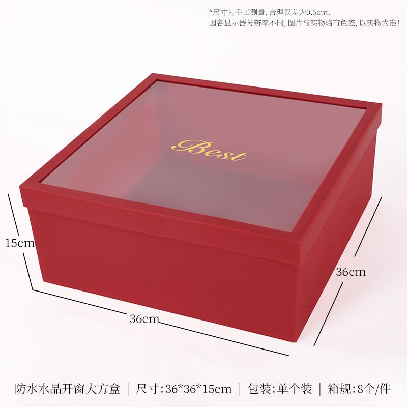 Caja de embalaje redonda portátil de alta gama para frutas y flores, juego de cuatro piezas de invierno, caja redonda transparente para frutas y flores con ventana, caja de regalo