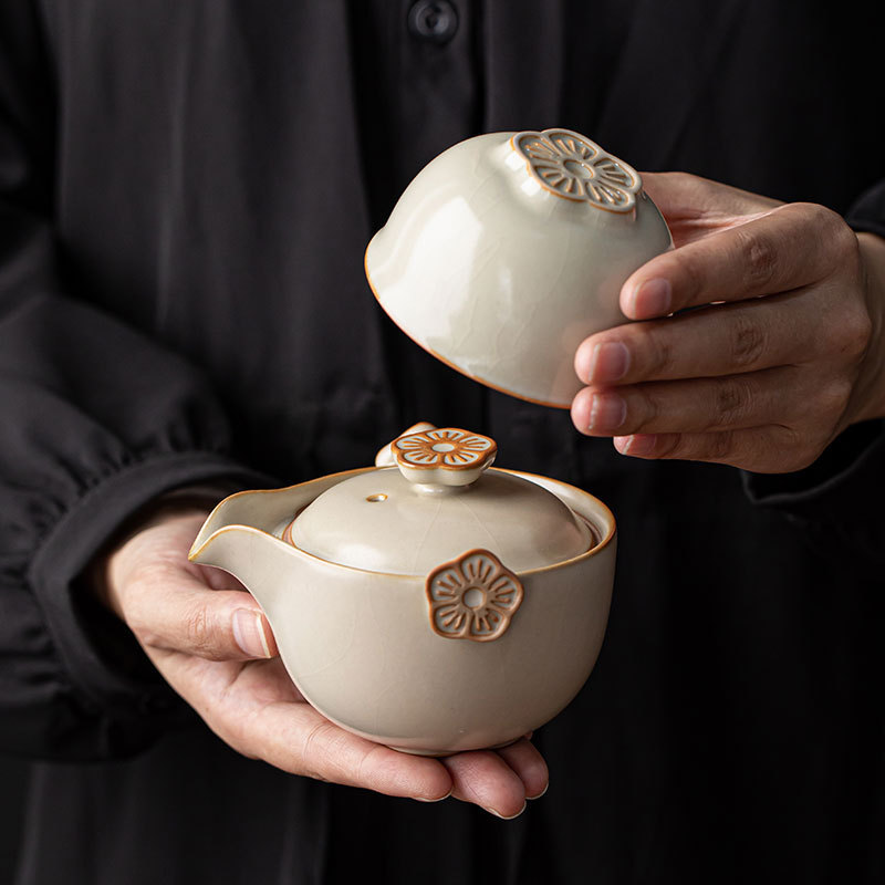 Ruyao Travel Gongfu Tea Set Small Set - 1 Pot and 3 Cups Portable Express Cup Corporate Event Handout Small Gift